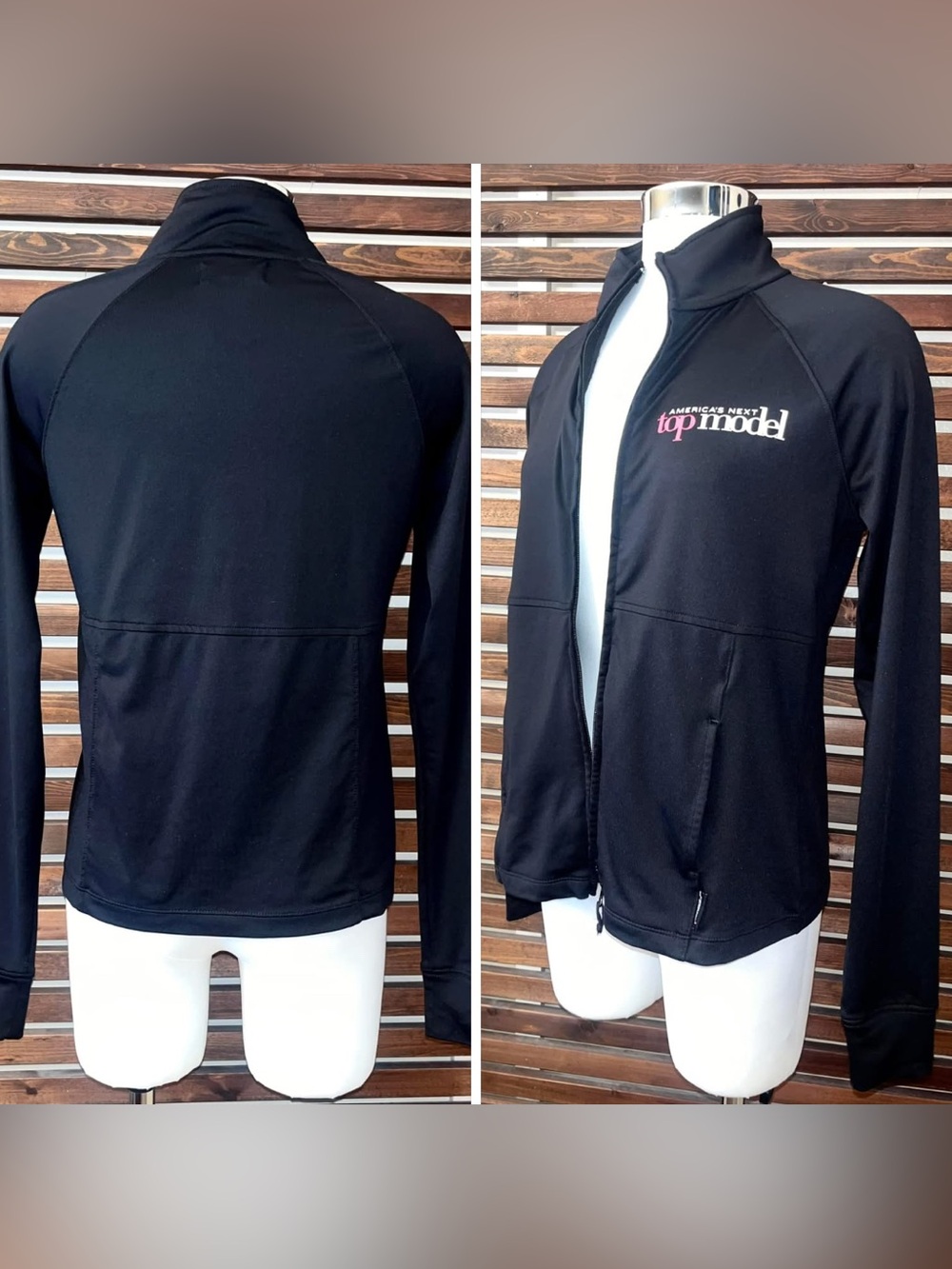 Y2K America’s Next Top Model ANTM Black Pink Zip Jacket w/ Pockets Tyra Banks TV
